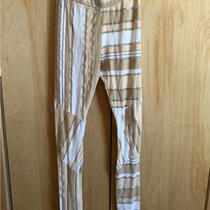 GANNI Beige and White Striped leggings